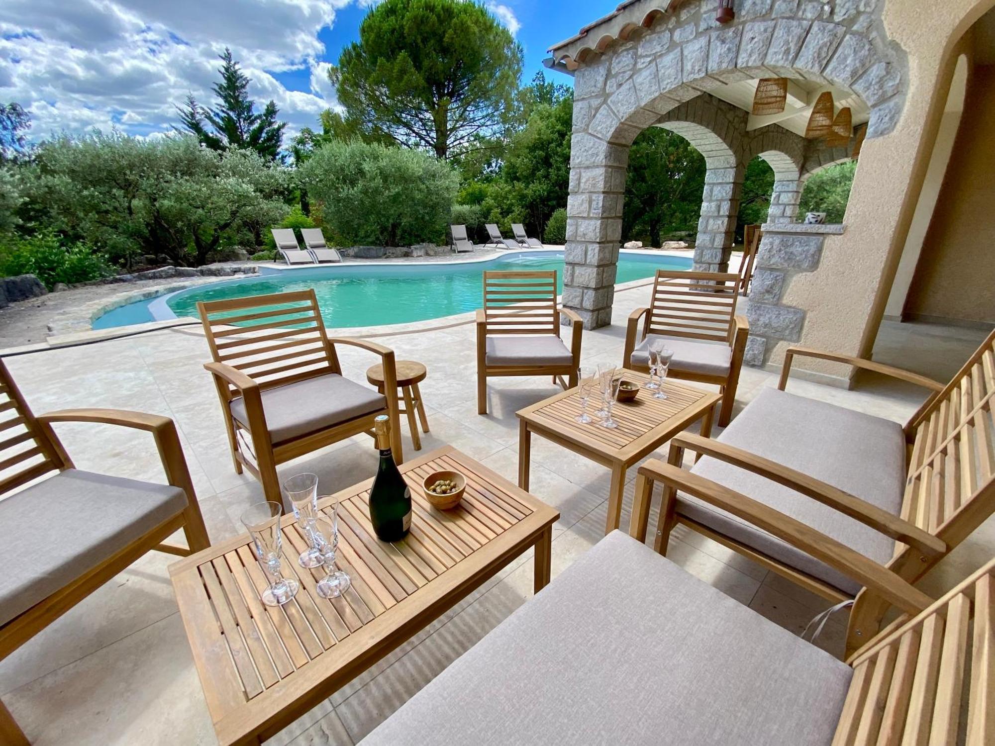 Maison Pour 12P, Piscine A Debordement Chauffee D'Avril A Octobre Inclus Ruoms Extérieur photo