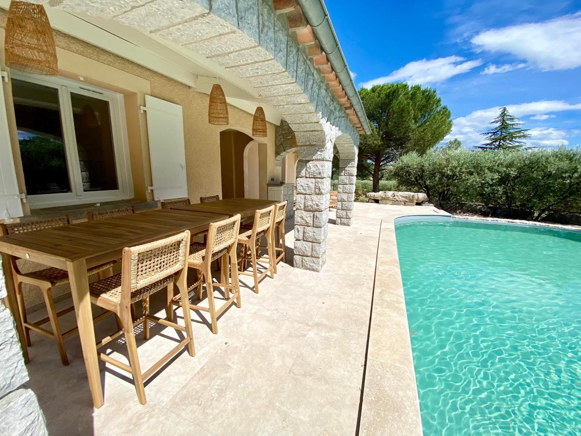 Maison Pour 12P, Piscine A Debordement Chauffee D'Avril A Octobre Inclus Ruoms Extérieur photo